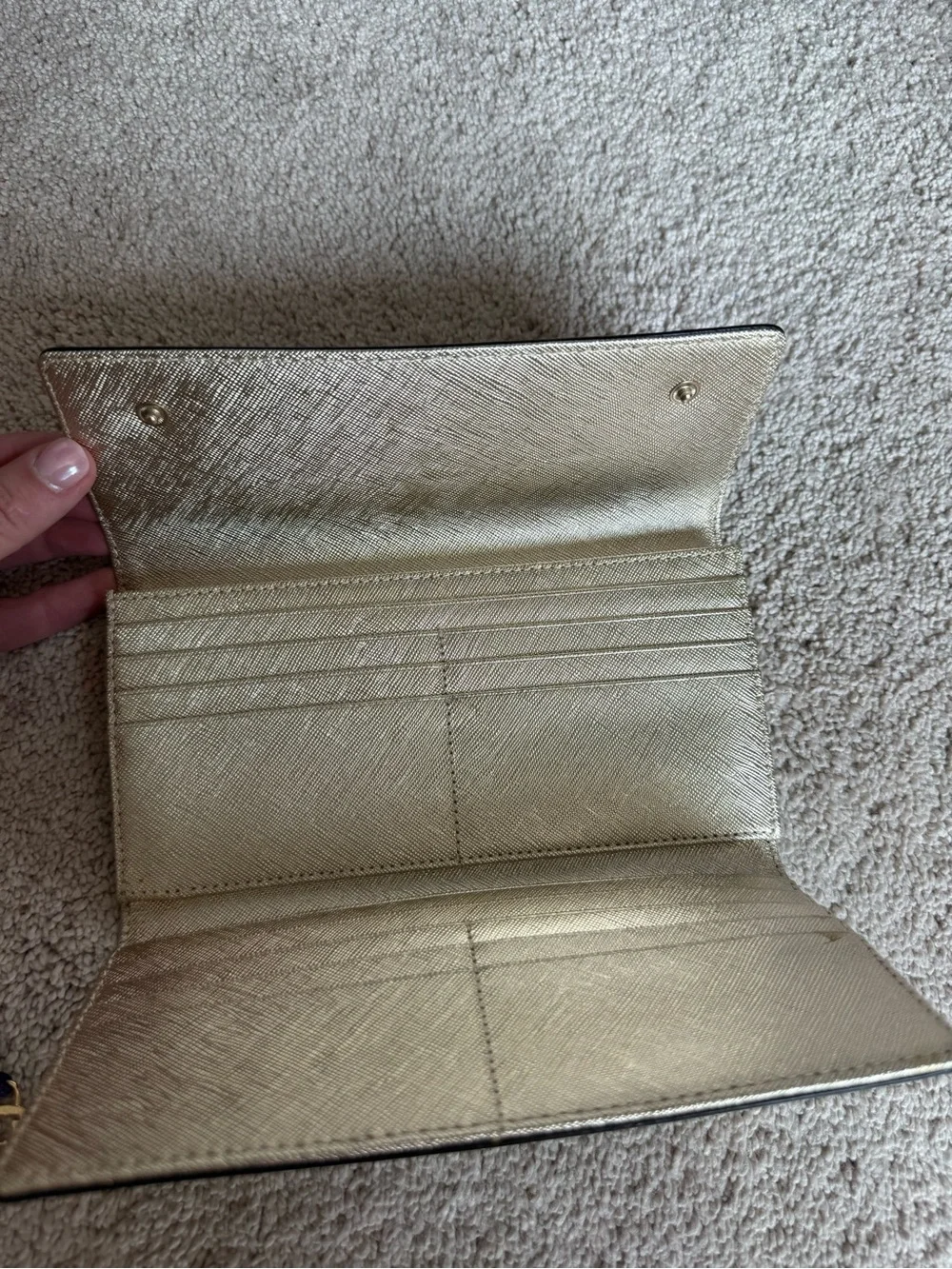 Tory Burch Black Leather Continental Wallet with Gold Logo